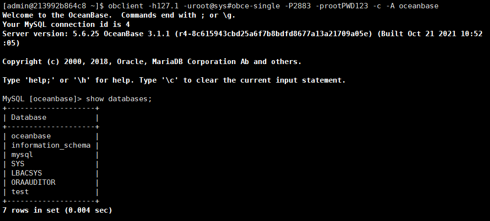 docker 安装oceanbase - 图7